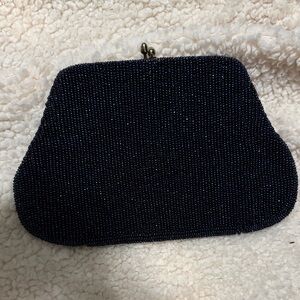 Chic Blue Beaded Evening Clutch